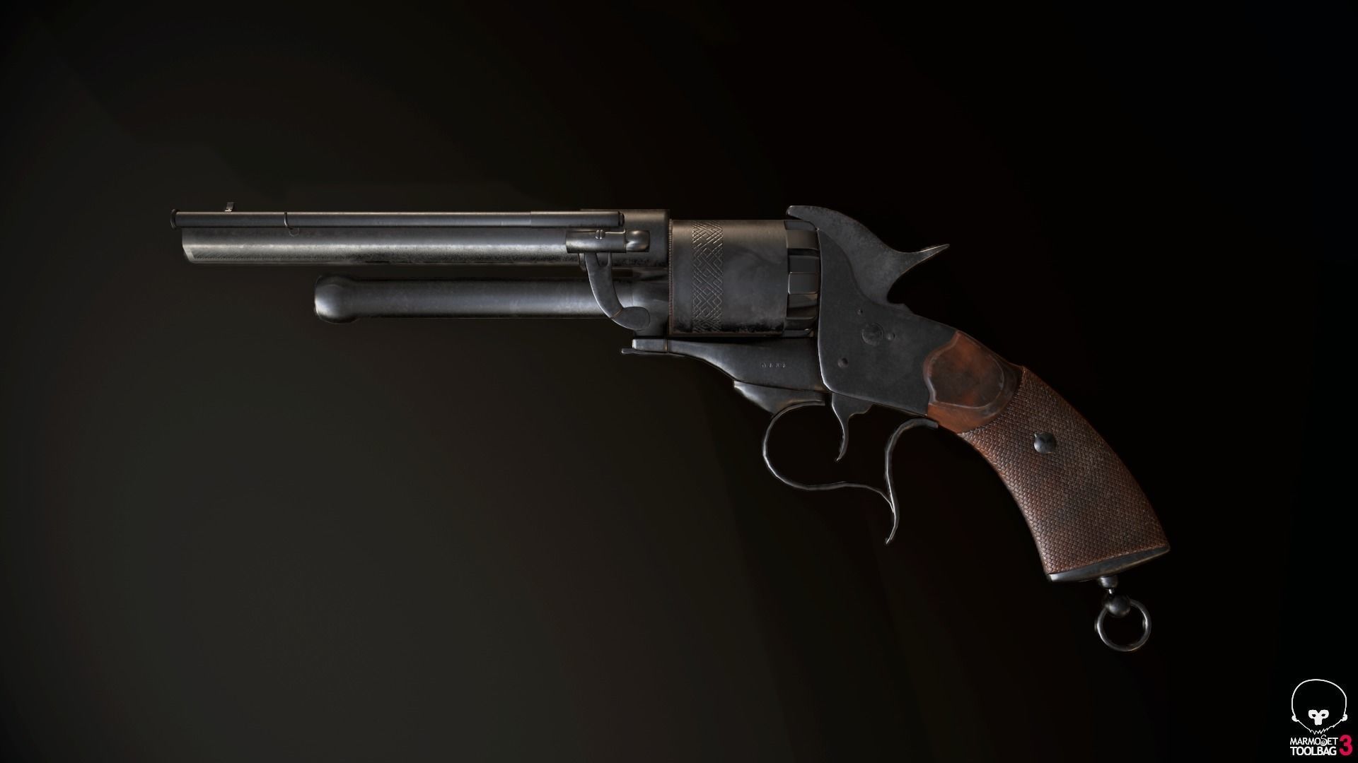 Revolver Pietta Antique Gun Low-poly 3D model_2