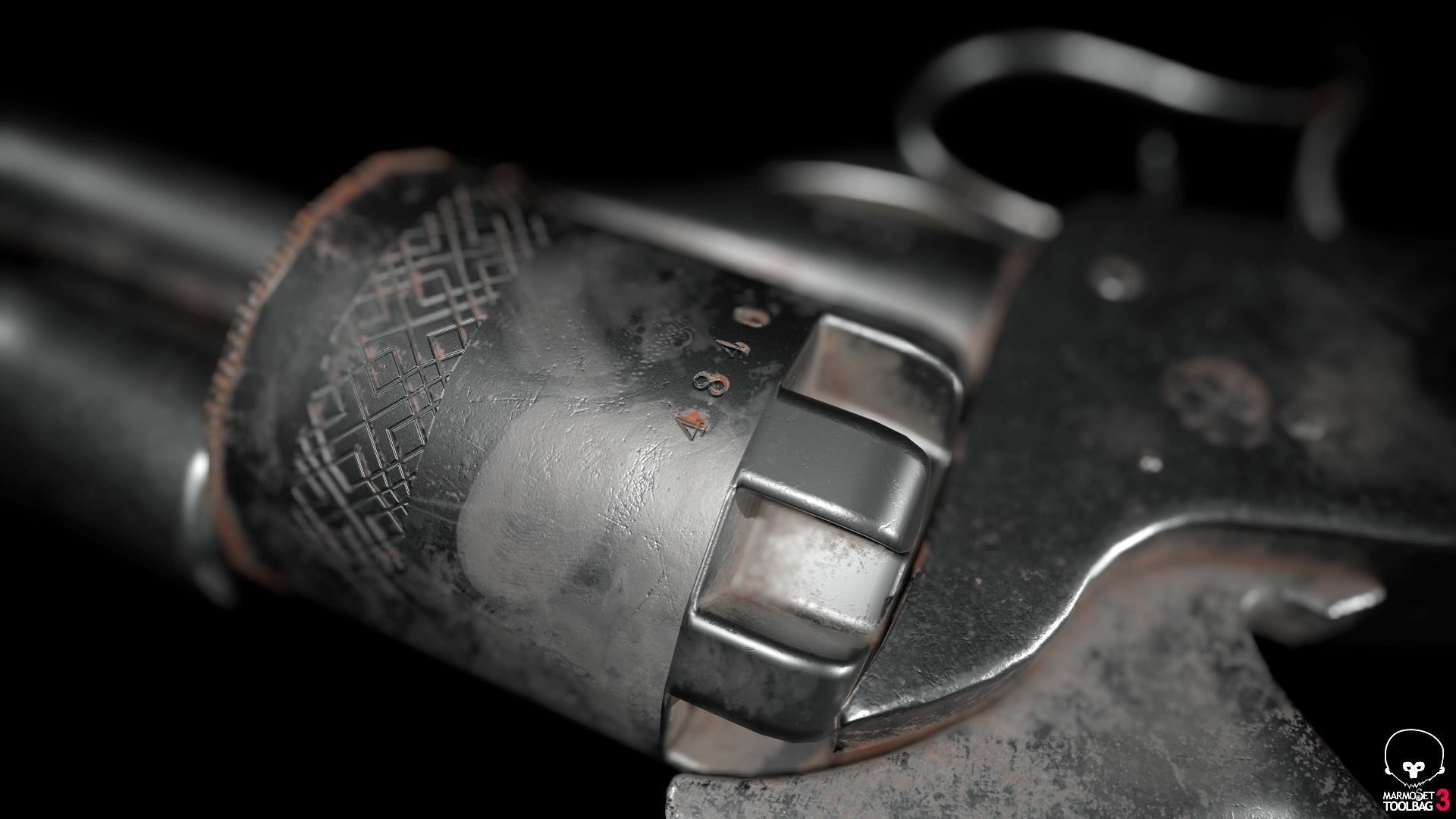 Revolver Pietta Antique Gun Low-poly 3D model_6