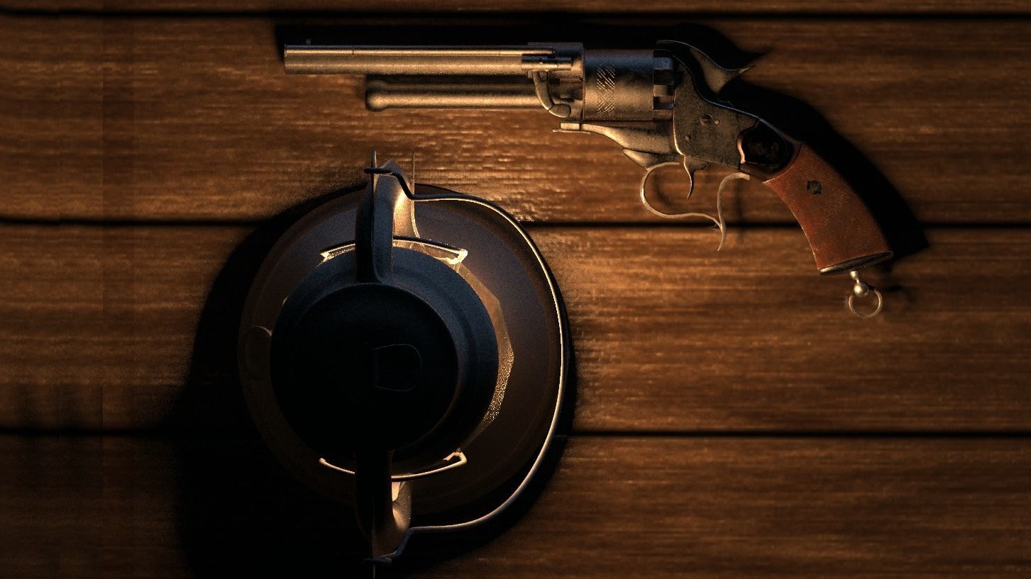 Revolver Pietta Antique Gun Low-poly 3D model_3