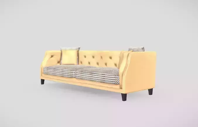 Classic style upholstered sofa in golden peach color
