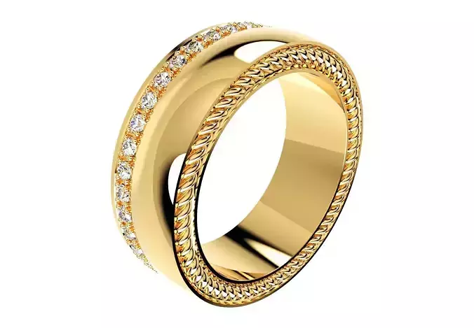 Wedding Ring Set Women Men Ring CAD Design-PSJM001V2 3D print model