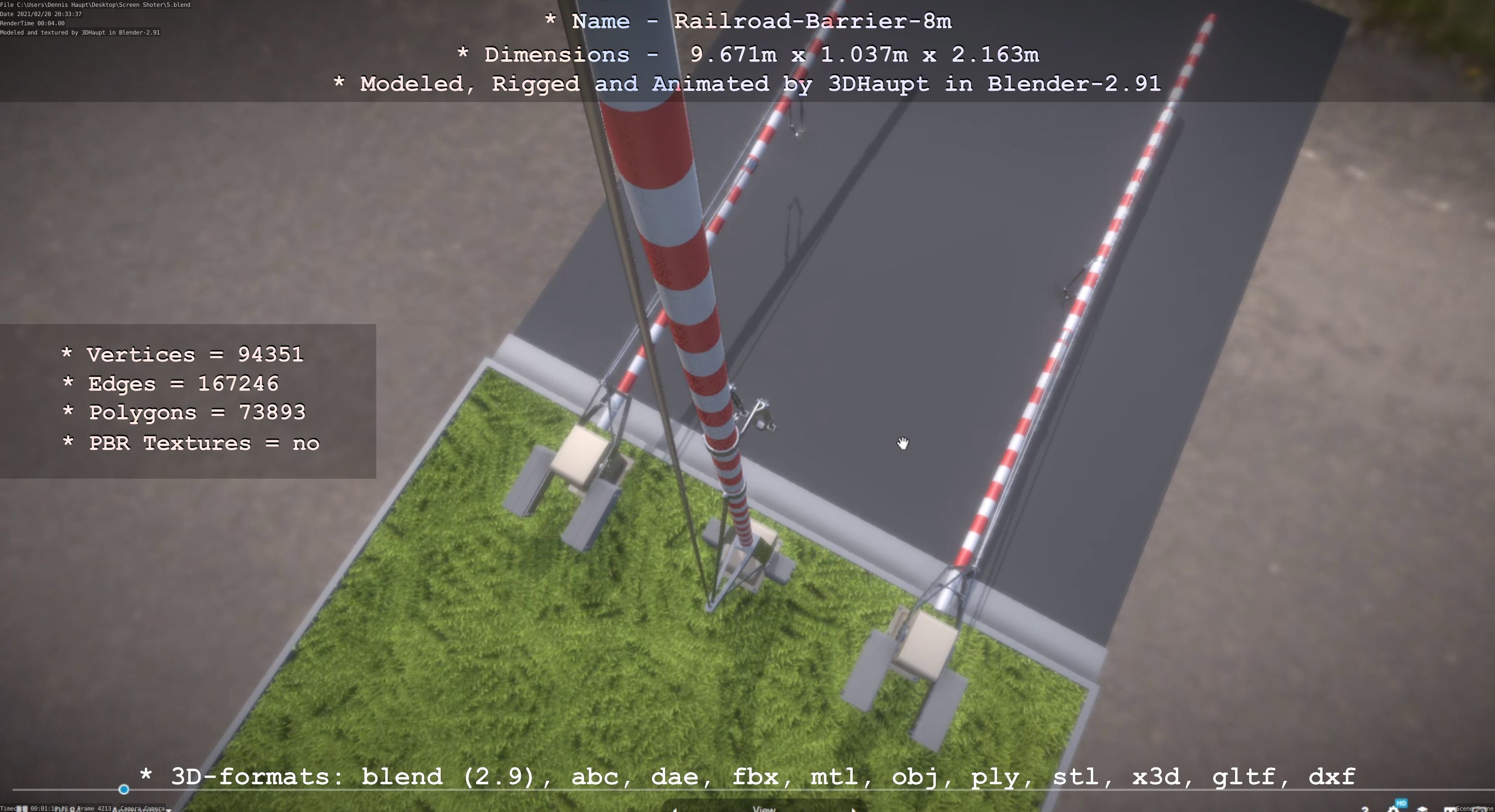 Railroad Barrier 8m High-Poly 3D model_19