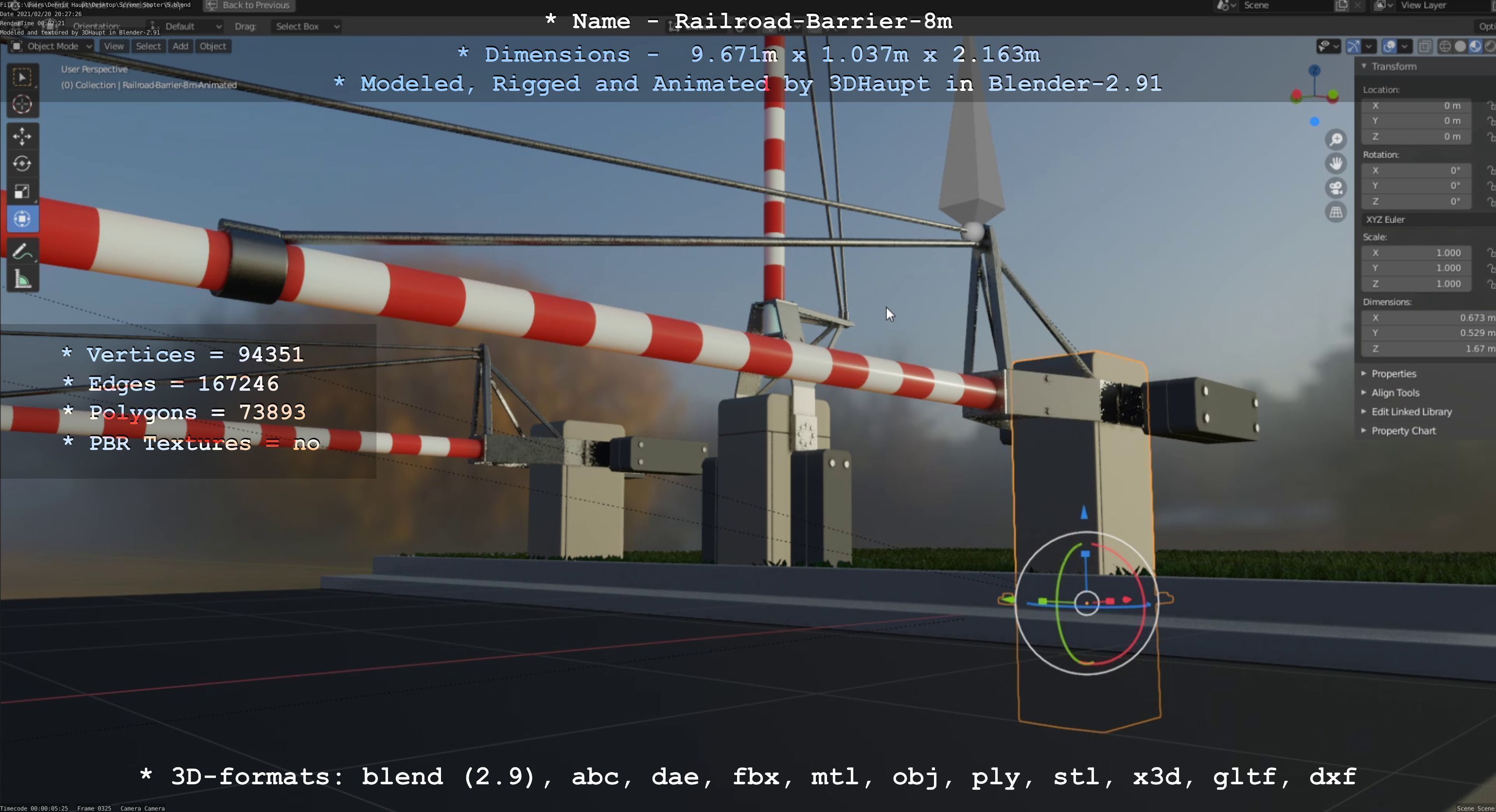 Railroad Barrier 8m High-Poly 3D model_32