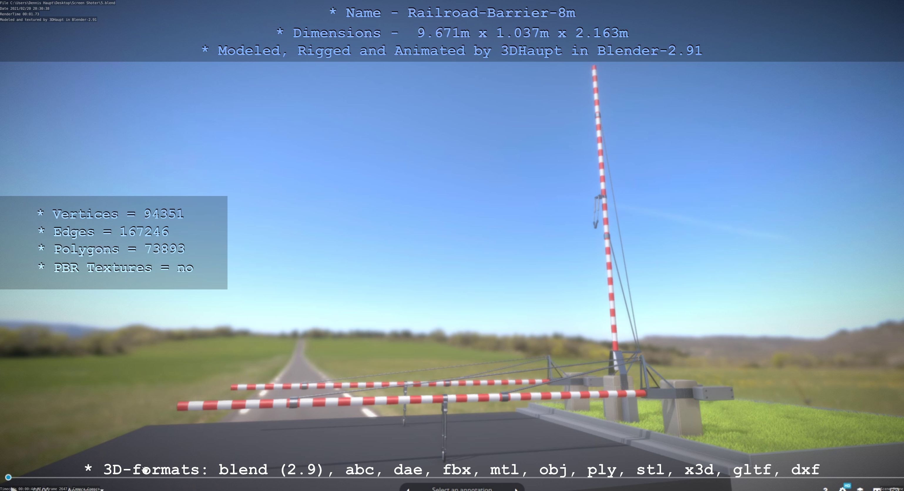 Railroad Barrier 8m High-Poly 3D model_5