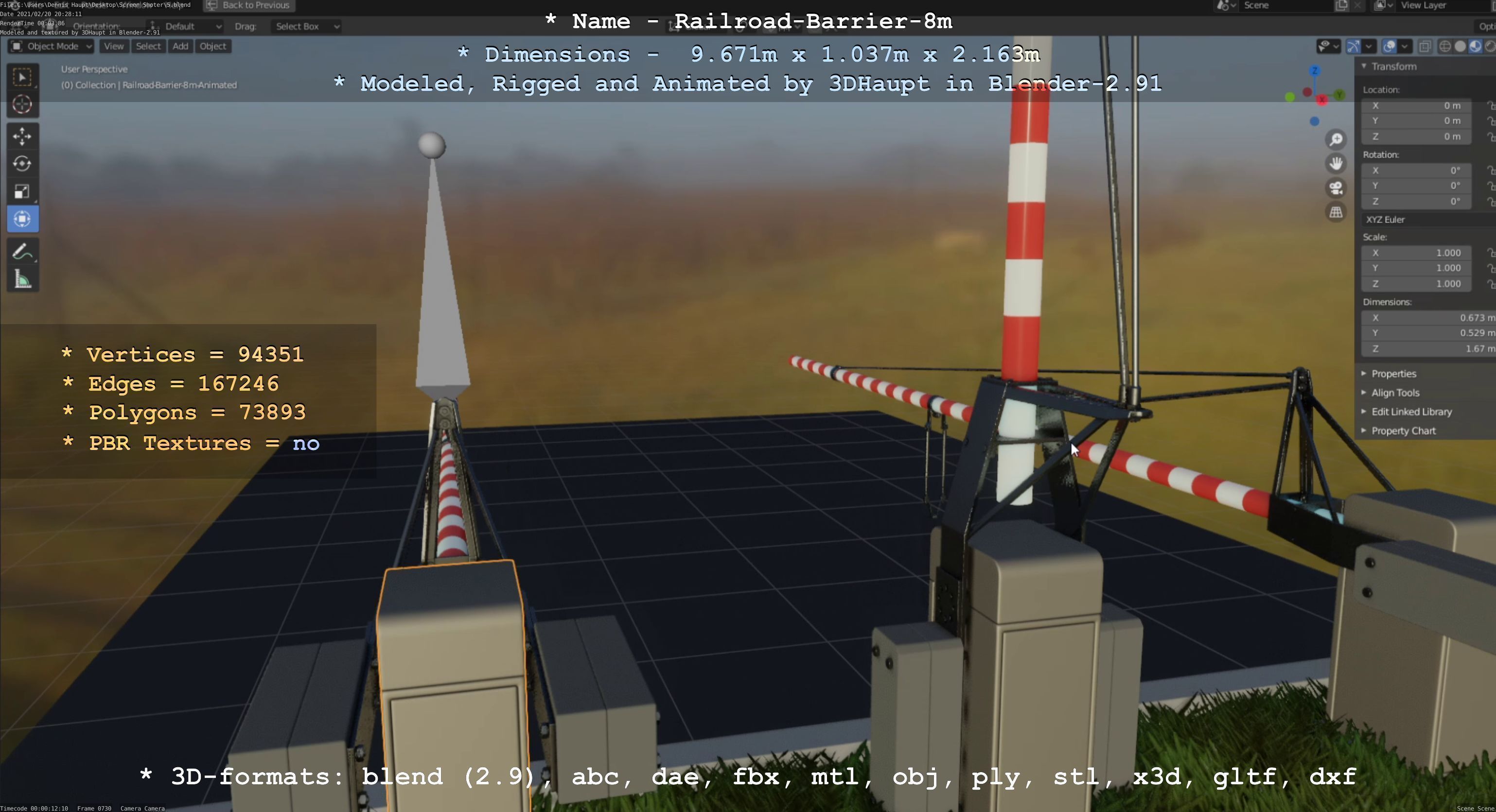 Railroad Barrier 8m High-Poly 3D model_13