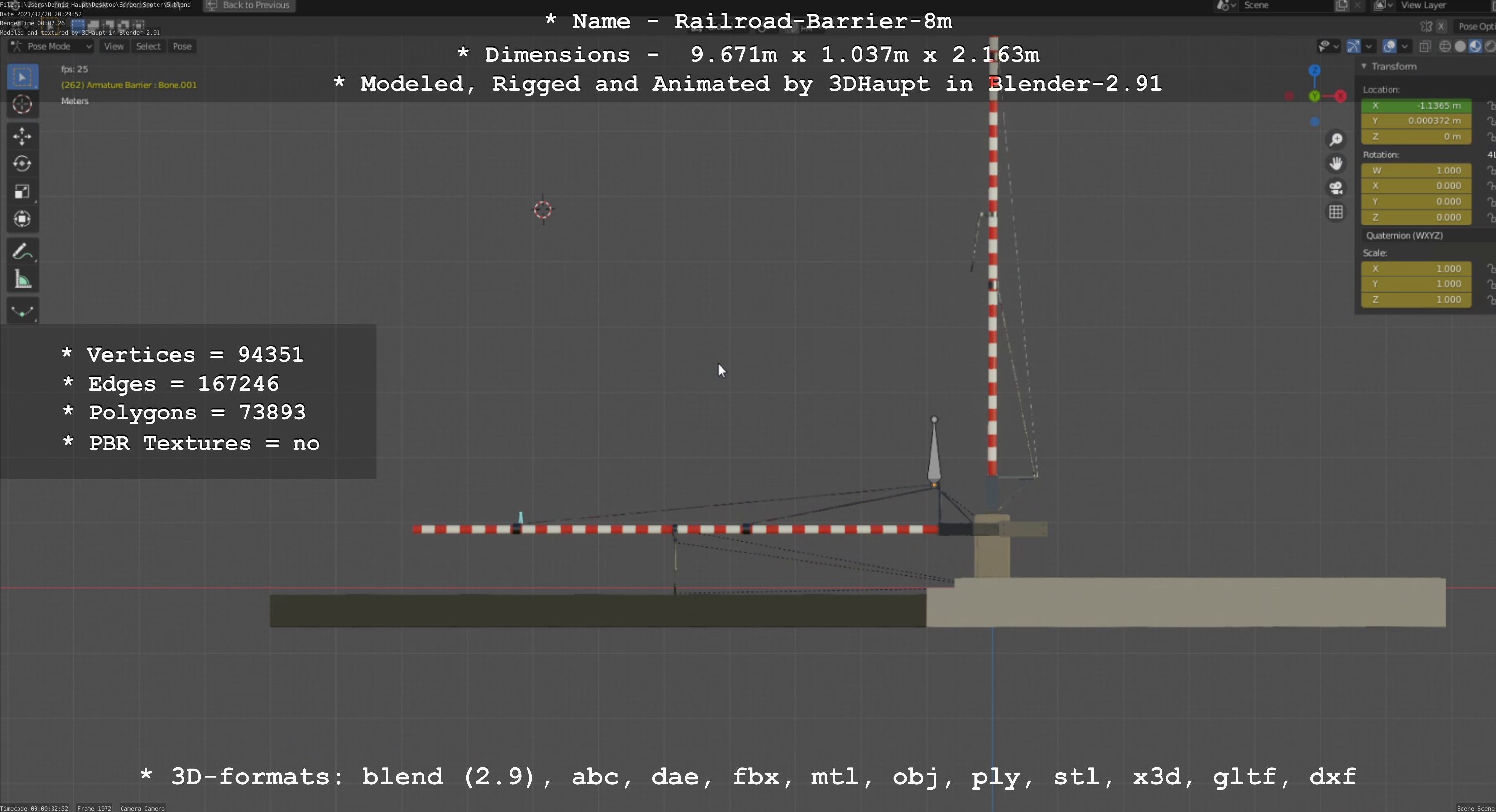 Railroad Barrier 8m High-Poly 3D model_39