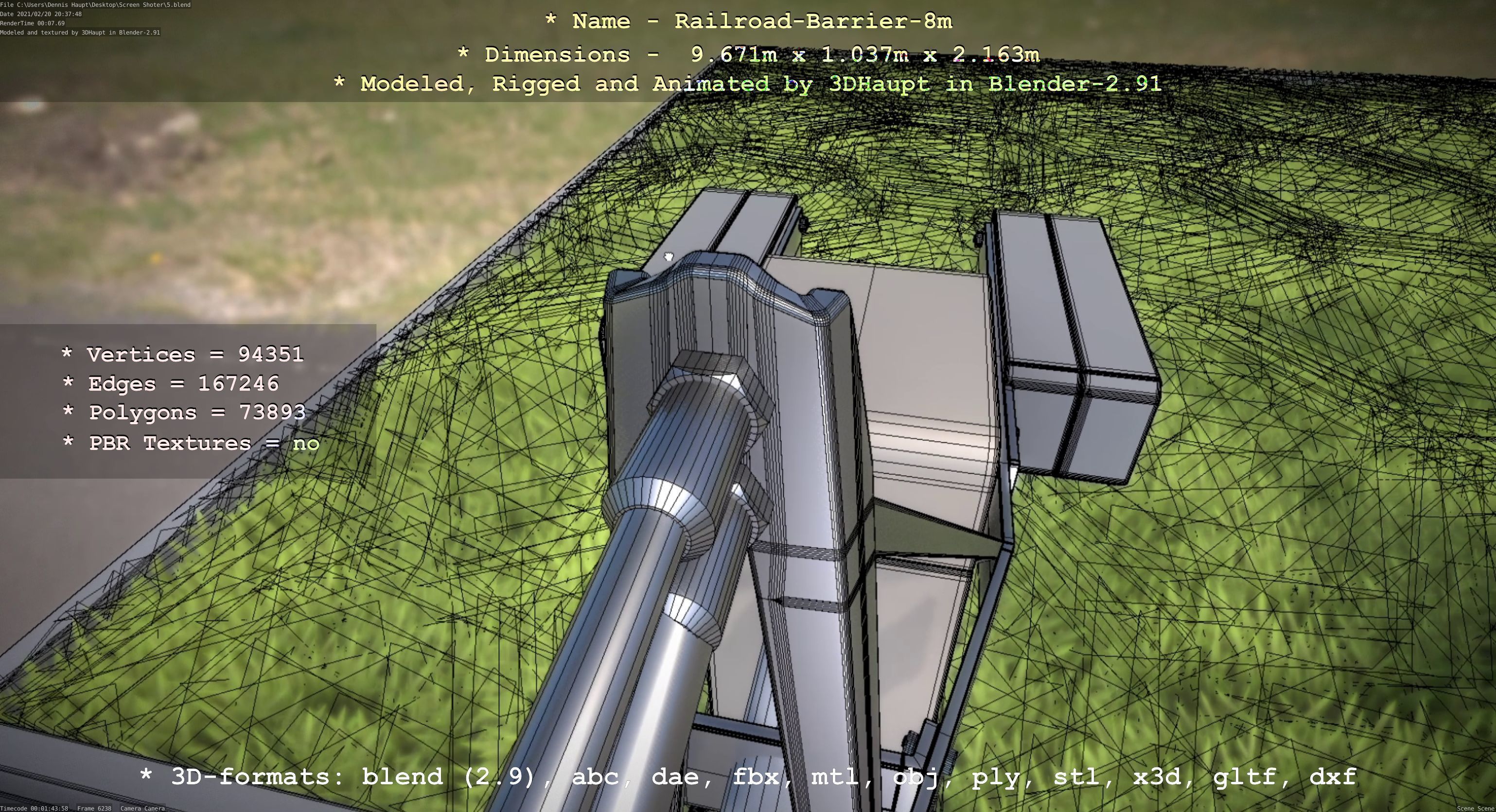 Railroad Barrier 8m High-Poly 3D model_27