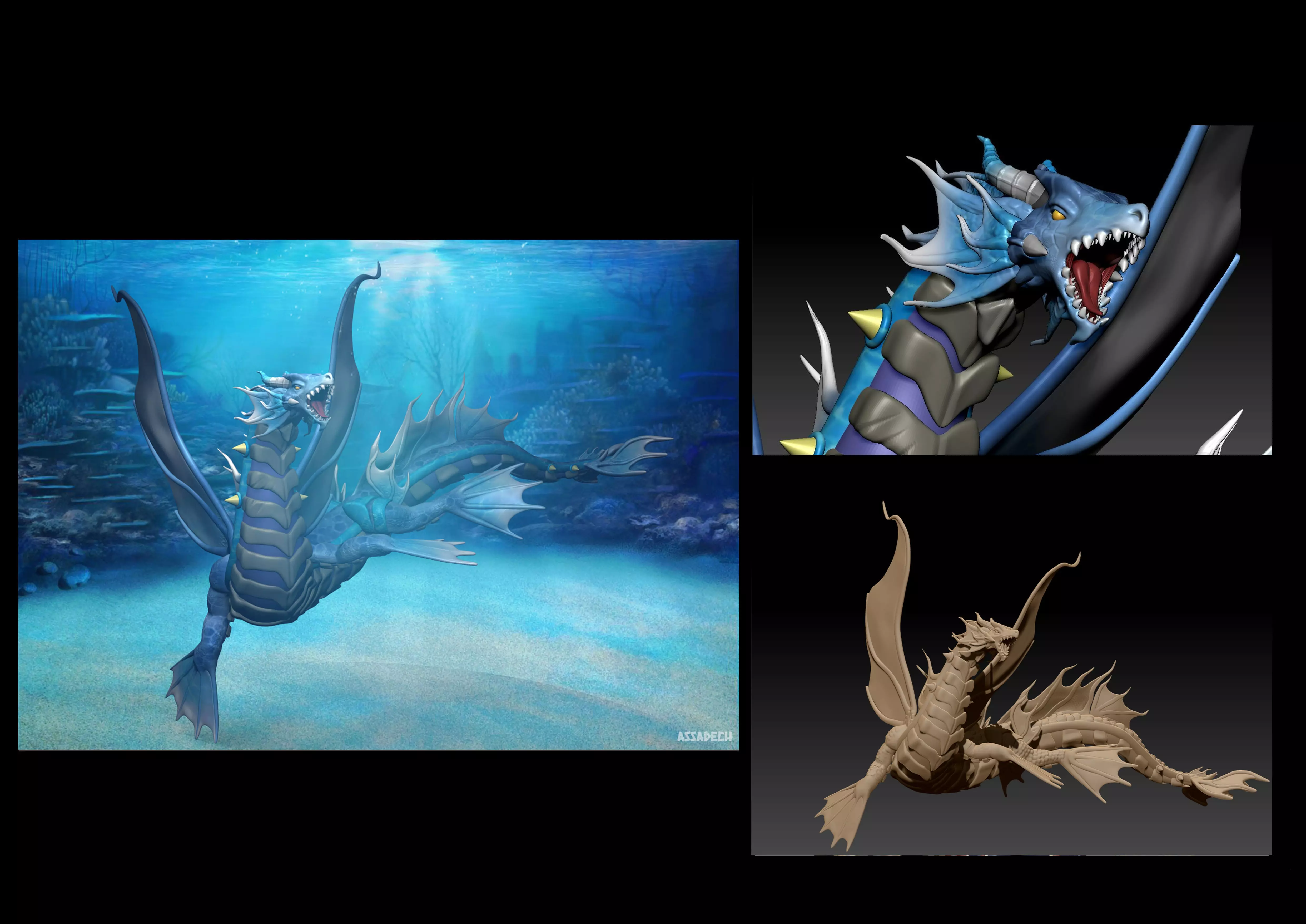 dragon 3D model two dragons 3D print model