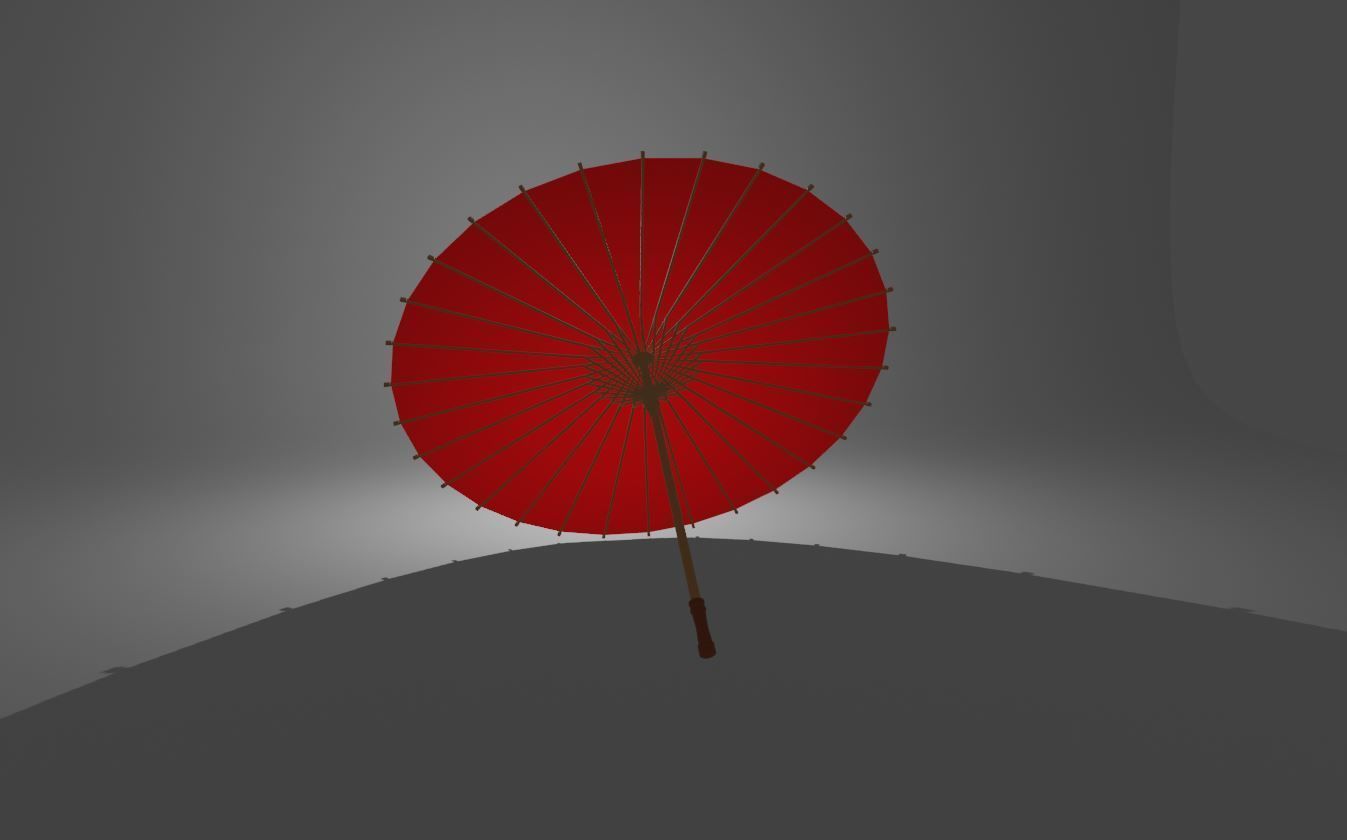 Traditional Japanese umbrella  Low-poly 3D model_2