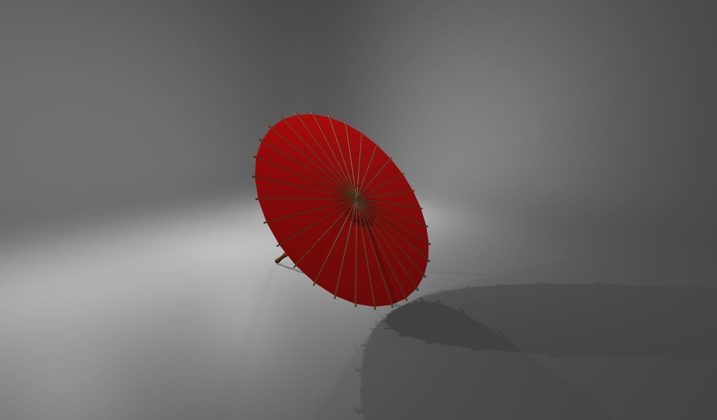 Traditional Japanese umbrella  Low-poly 3D model_3