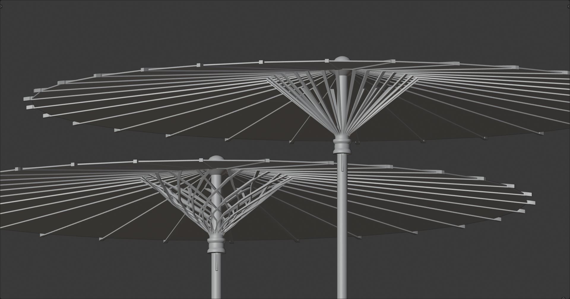 Traditional Japanese umbrella  Low-poly 3D model_12