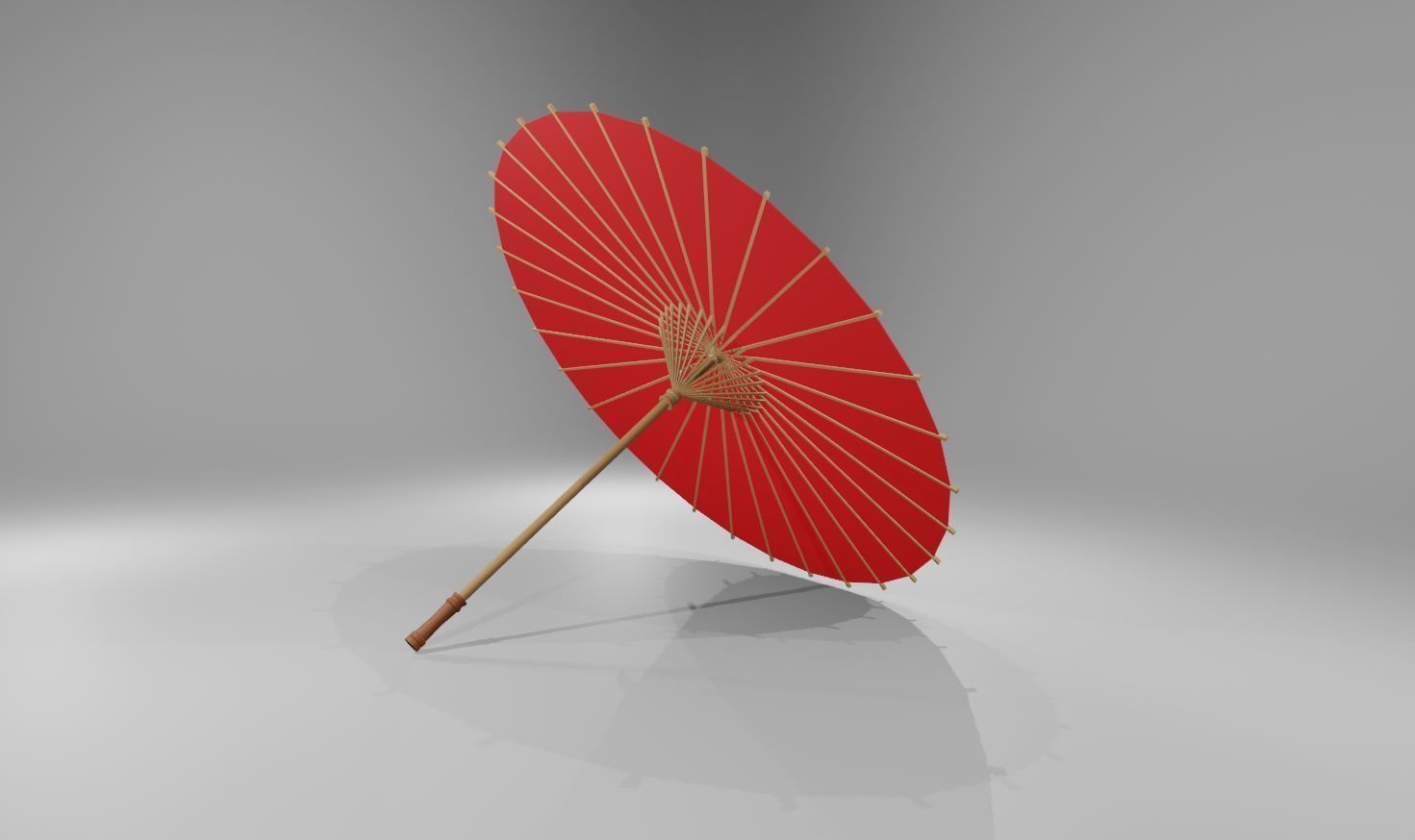 Traditional Japanese umbrella  Low-poly 3D model_1