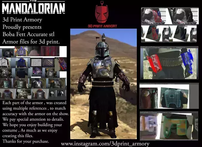 Mandalorian Boba Fett full armor STL file for 3d print