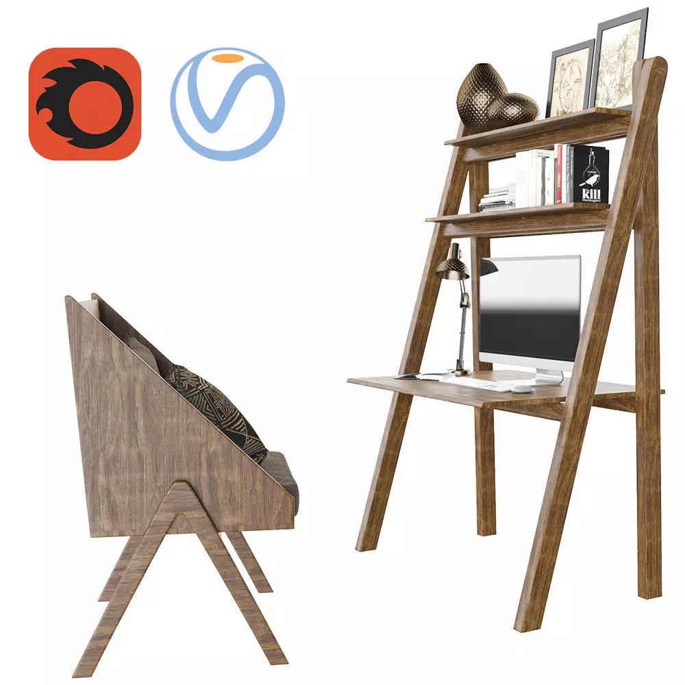 African Worktable - Ethnic Home Office Free 3D model