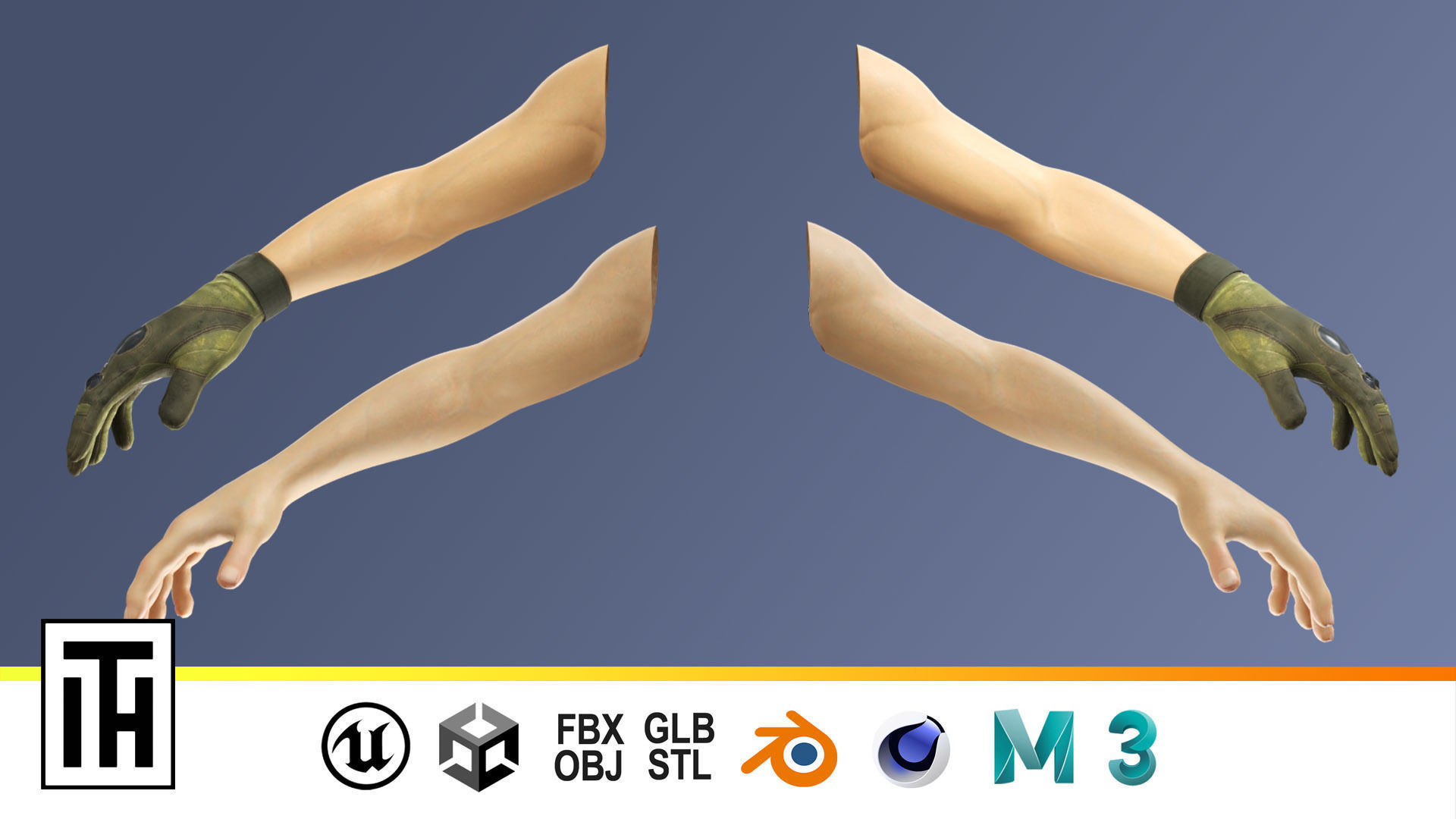 FPS Glove Tactical 4 Low-poly 3D model_1