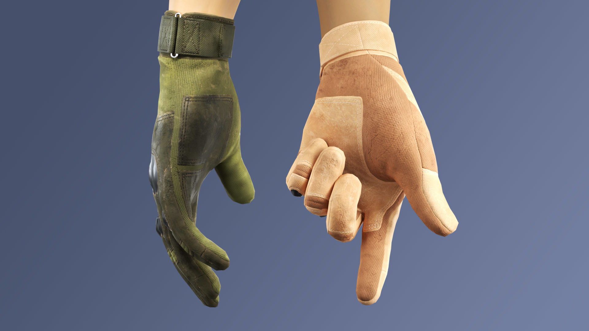 FPS Glove Tactical 4 Low-poly 3D model_8