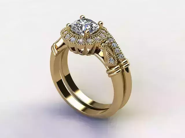 10114 engagement ring set gold