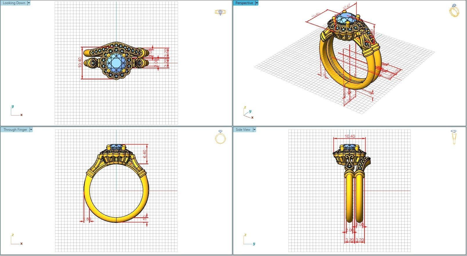 10114 engagement ring set gold 3D print model_5