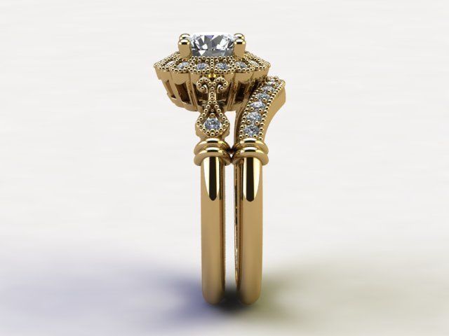 10114 engagement ring set gold 3D print model_2