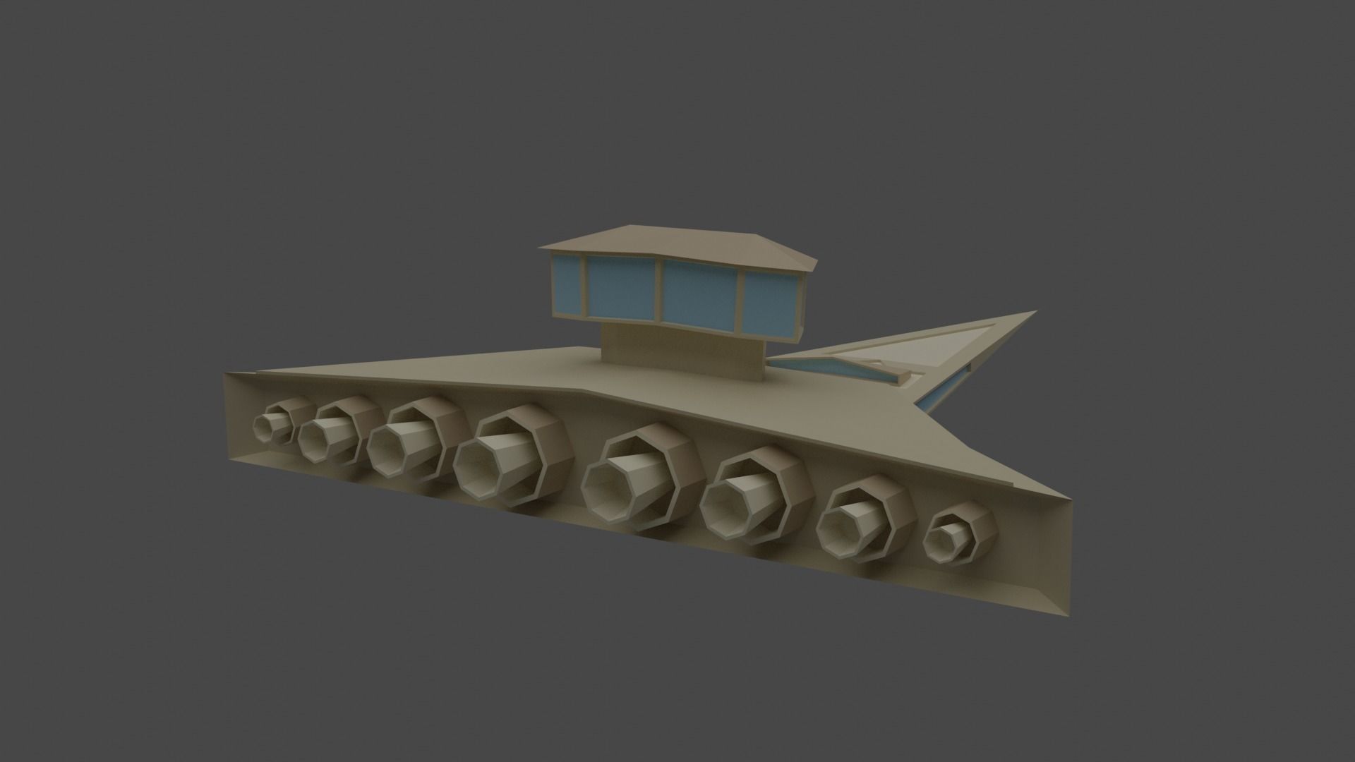 Futuristic Spaceship Low Poly Model Low-poly 3D model_7