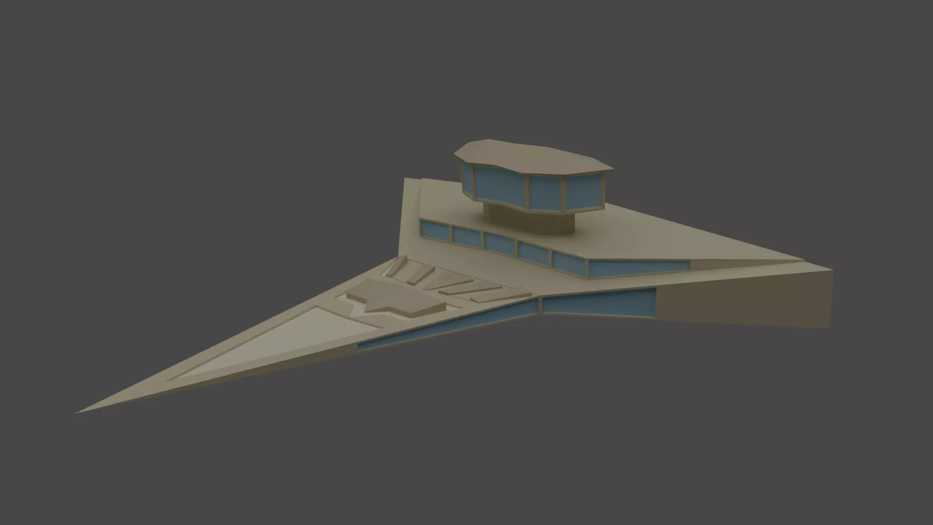 Futuristic Spaceship Low Poly Model Low-poly 3D model_0