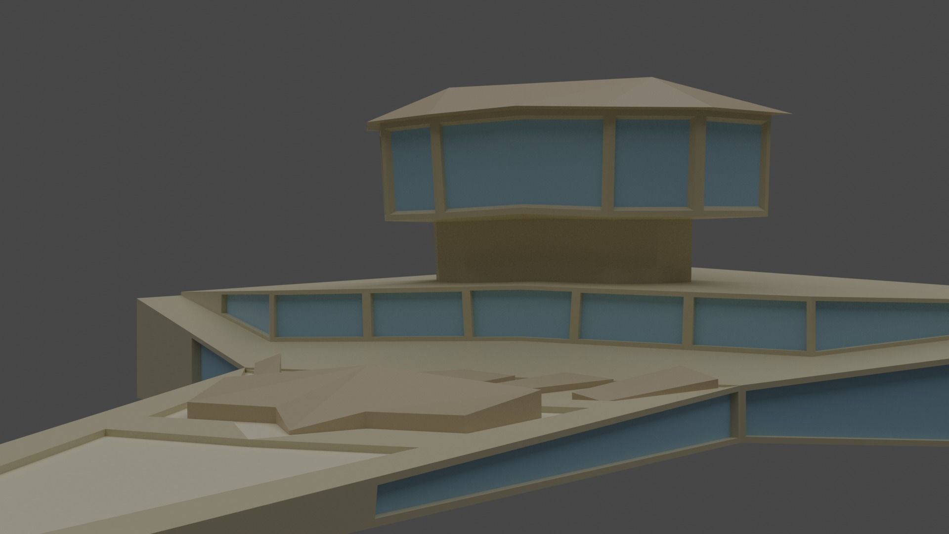 Futuristic Spaceship Low Poly Model Low-poly 3D model_2