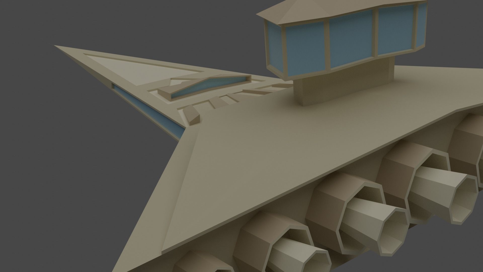 Futuristic Spaceship Low Poly Model Low-poly 3D model_6