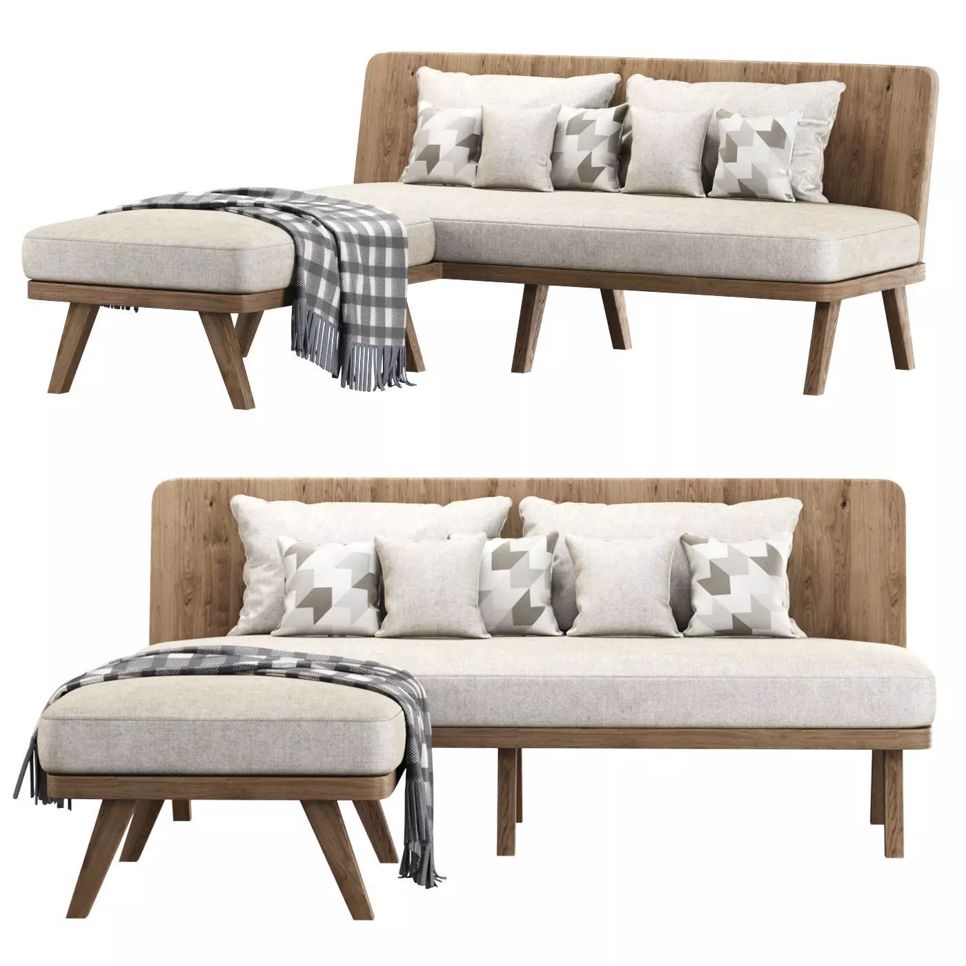 Alexa wooden corner loveseat 3D model