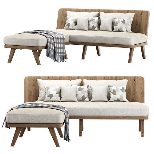 Alexa wooden corner loveseat  3D model