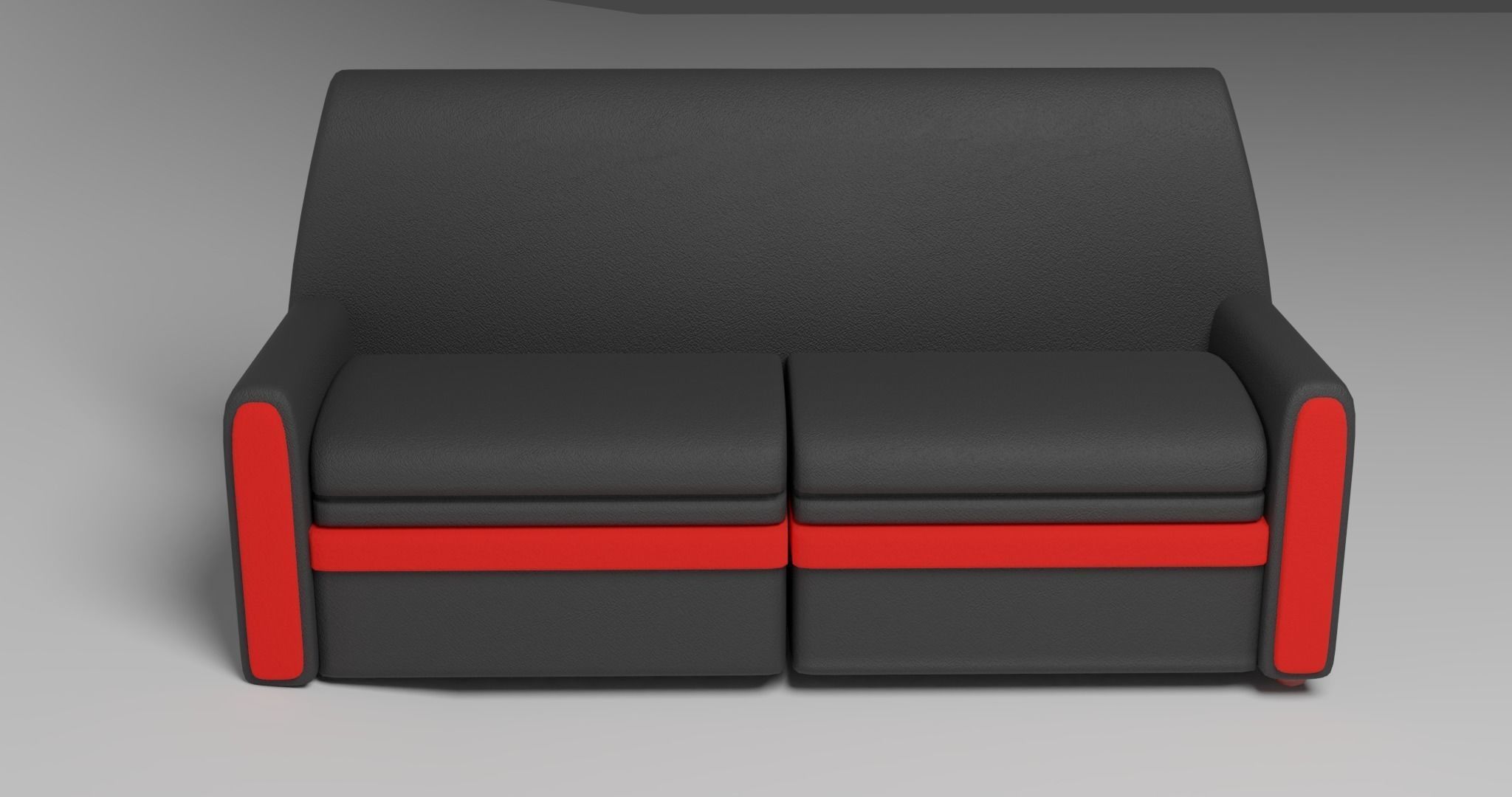 Sofa Leather Low-poly 3D model_6