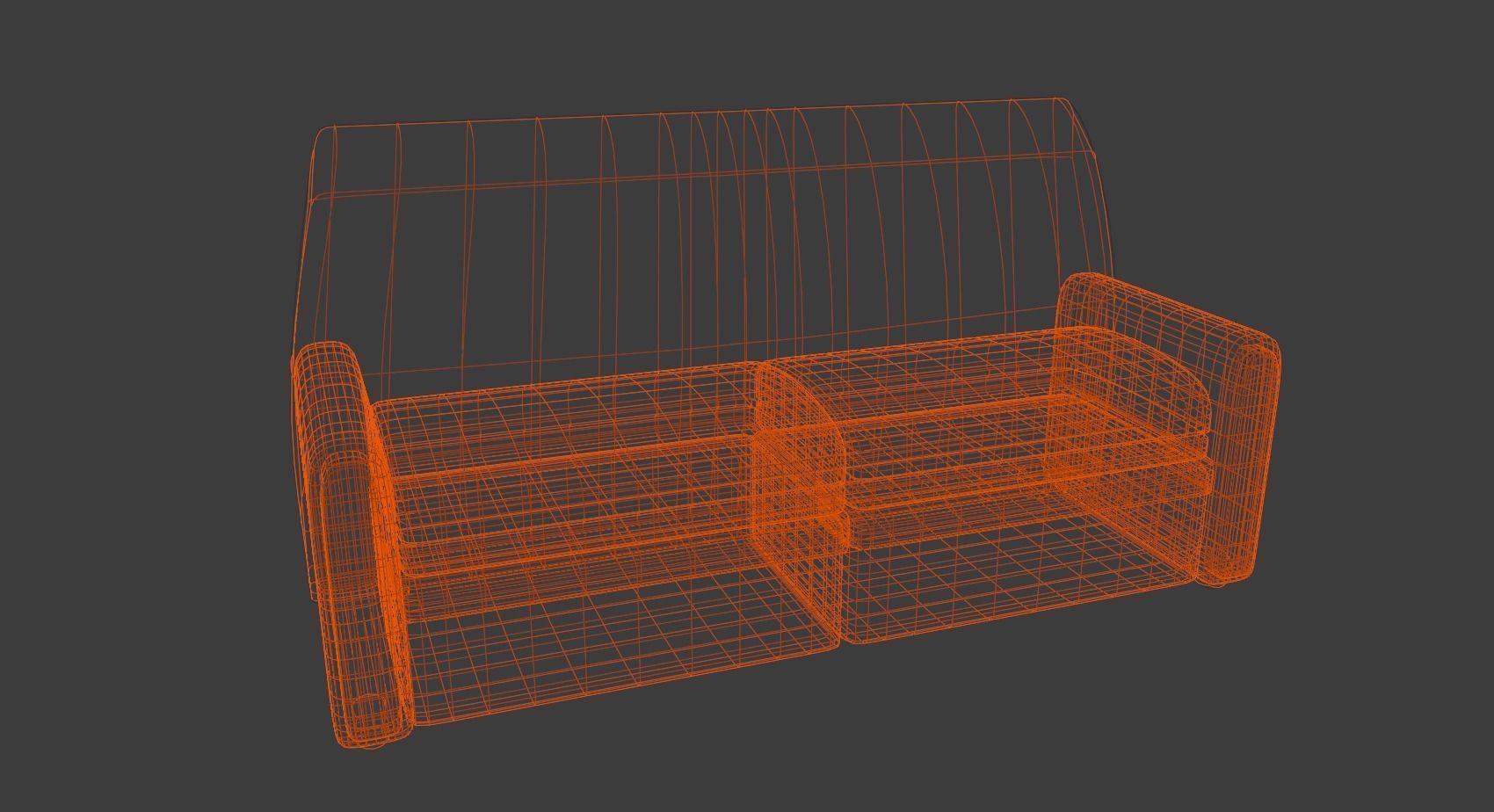 Sofa Leather Low-poly 3D model_4