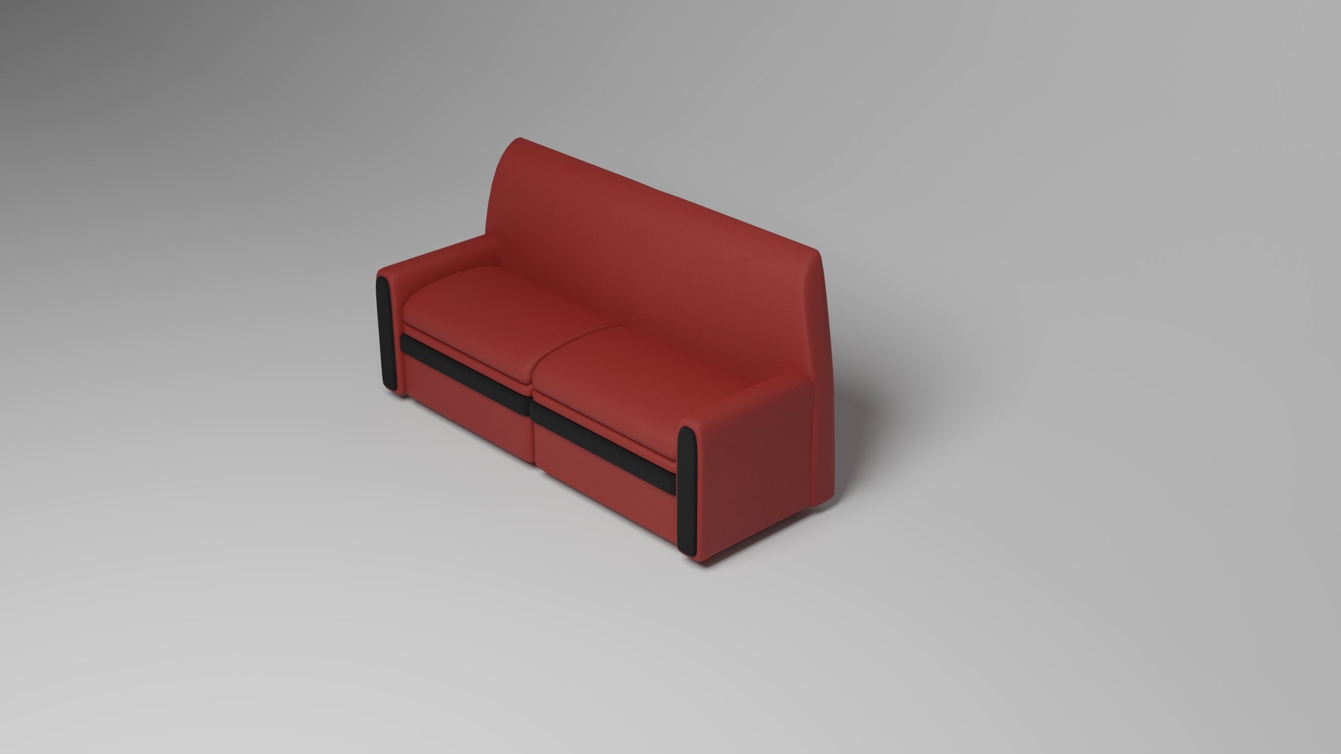Sofa Leather Low-poly 3D model_1
