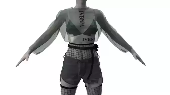 female SET woman in shorts and stockings