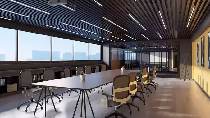 Modern Office - Hipoly 3D Model -blender - fbx - obj