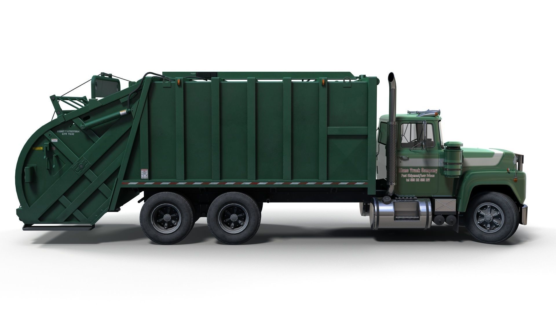 Generic garbage truck Low-poly 3D model_5