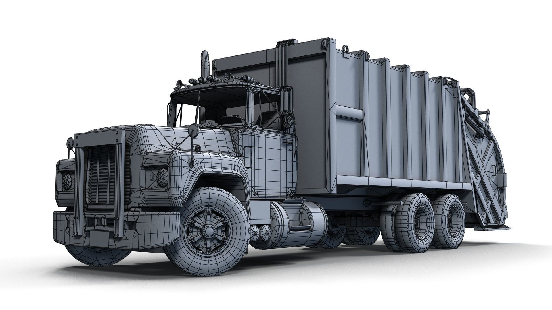 Generic garbage truck Low-poly 3D model_18