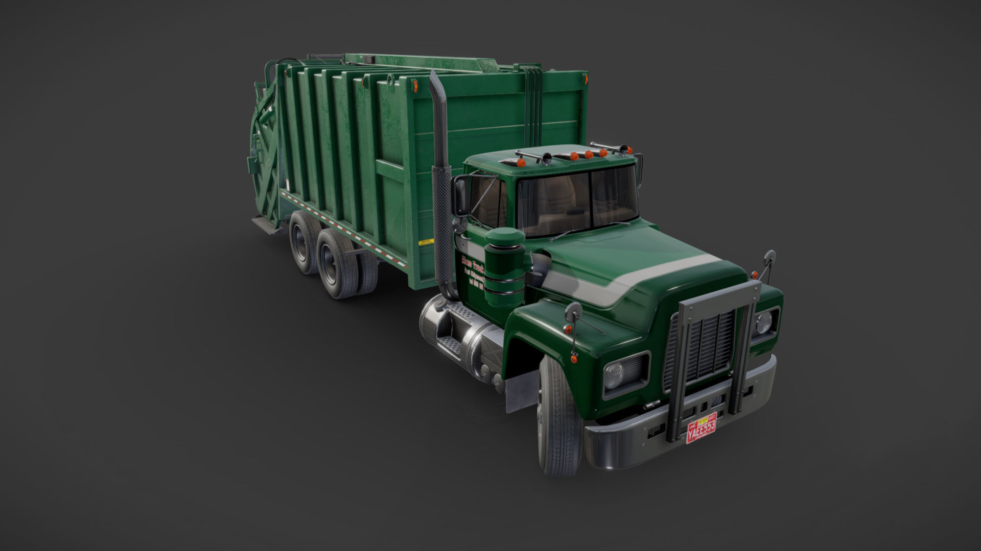 Generic garbage truck Low-poly 3D model_25