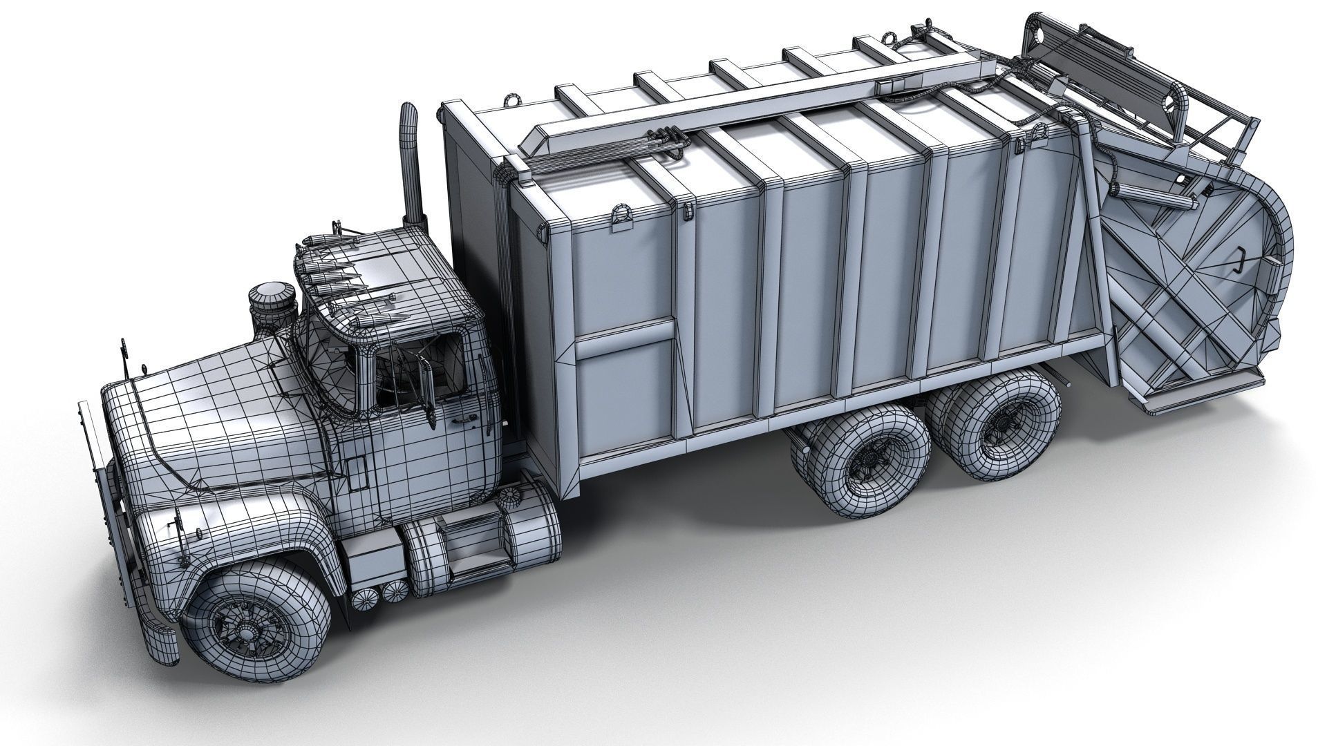 Generic garbage truck Low-poly 3D model_13