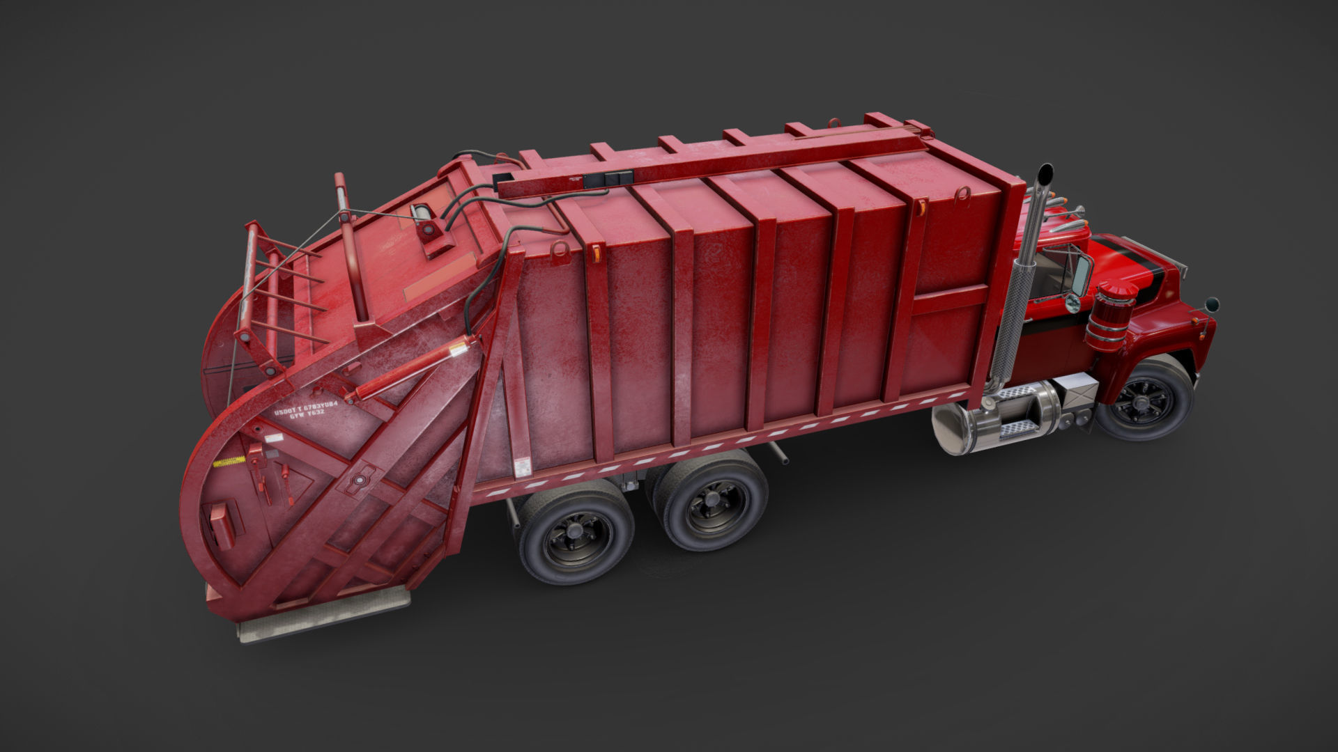 Generic garbage truck Low-poly 3D model_23