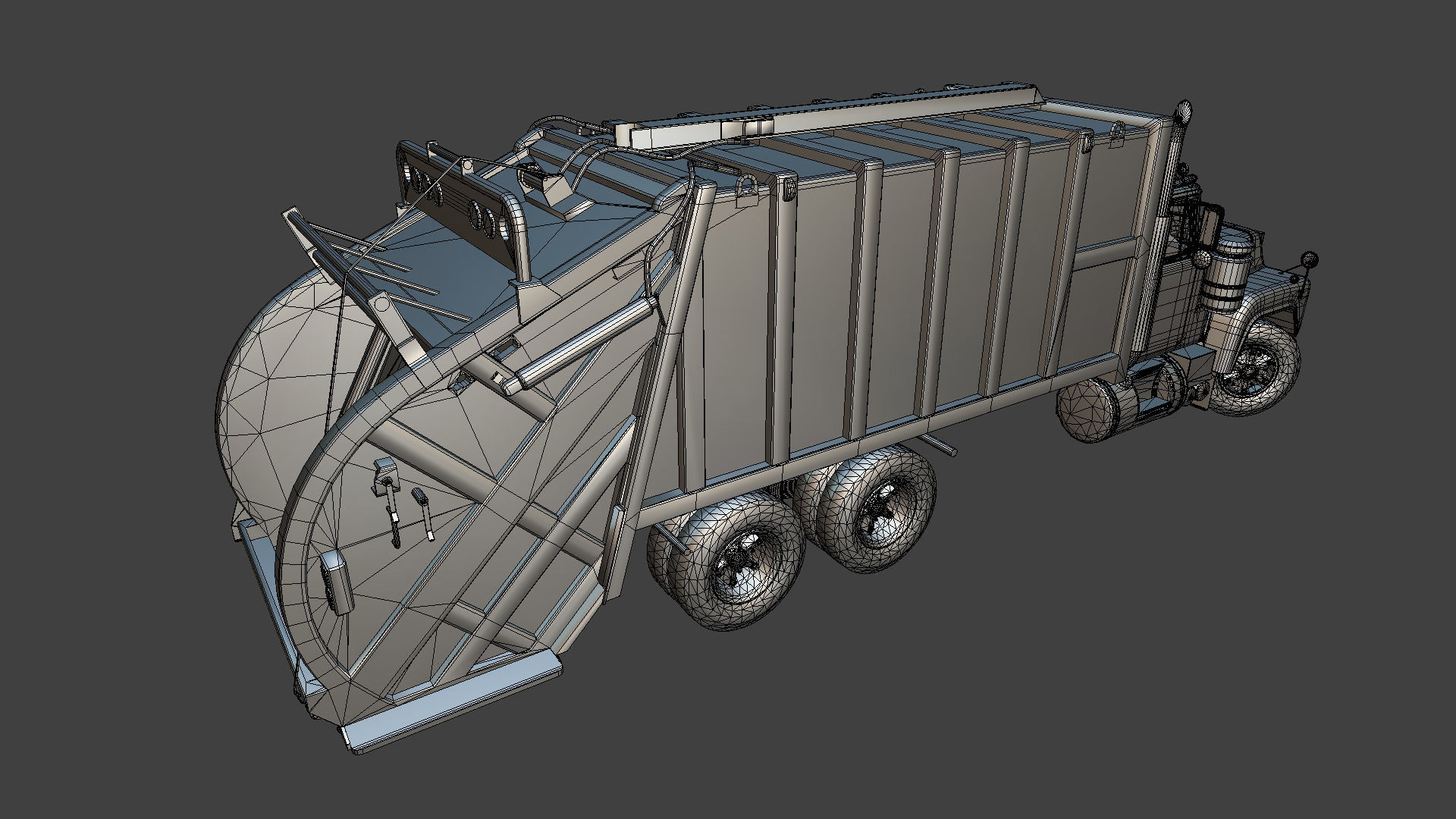 Generic garbage truck Low-poly 3D model_32