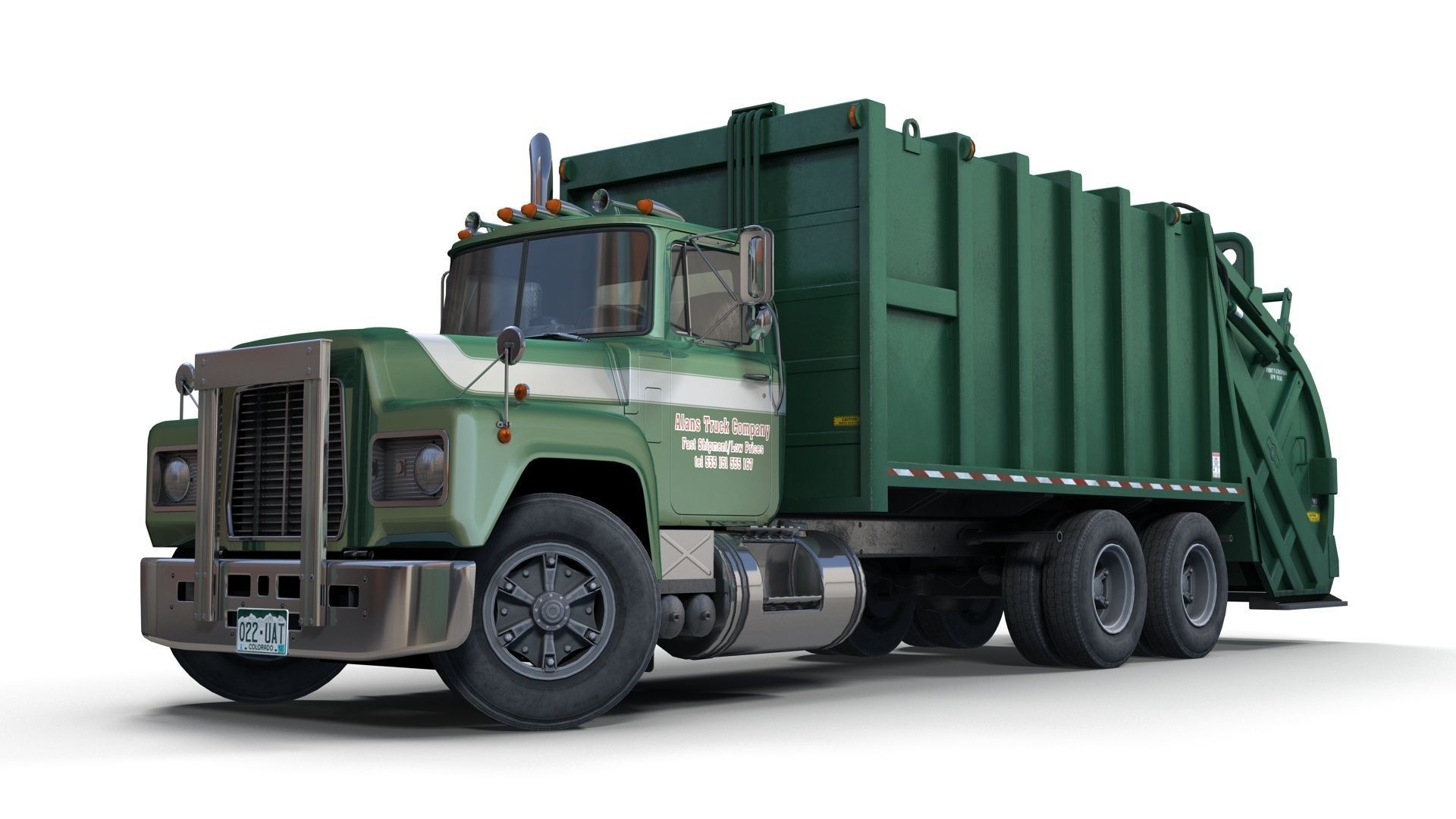 Generic garbage truck Low-poly 3D model_8
