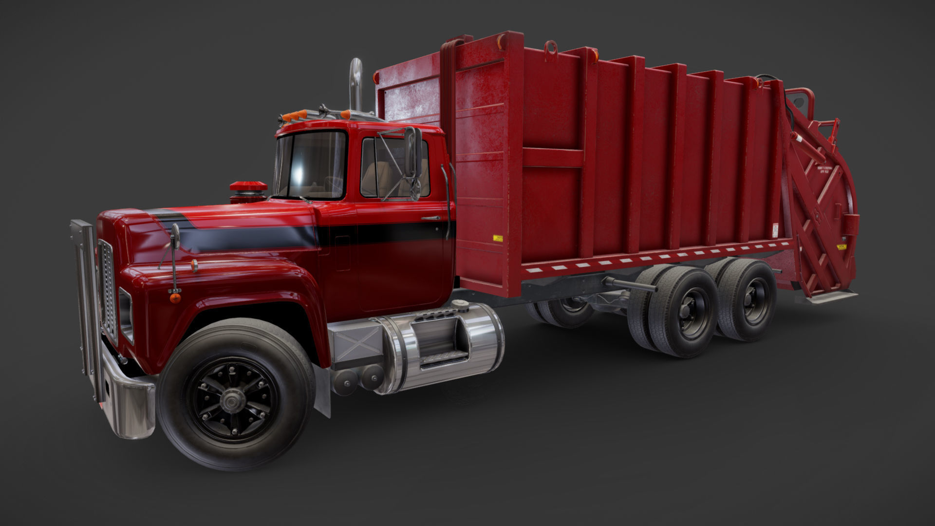 Generic garbage truck Low-poly 3D model_22