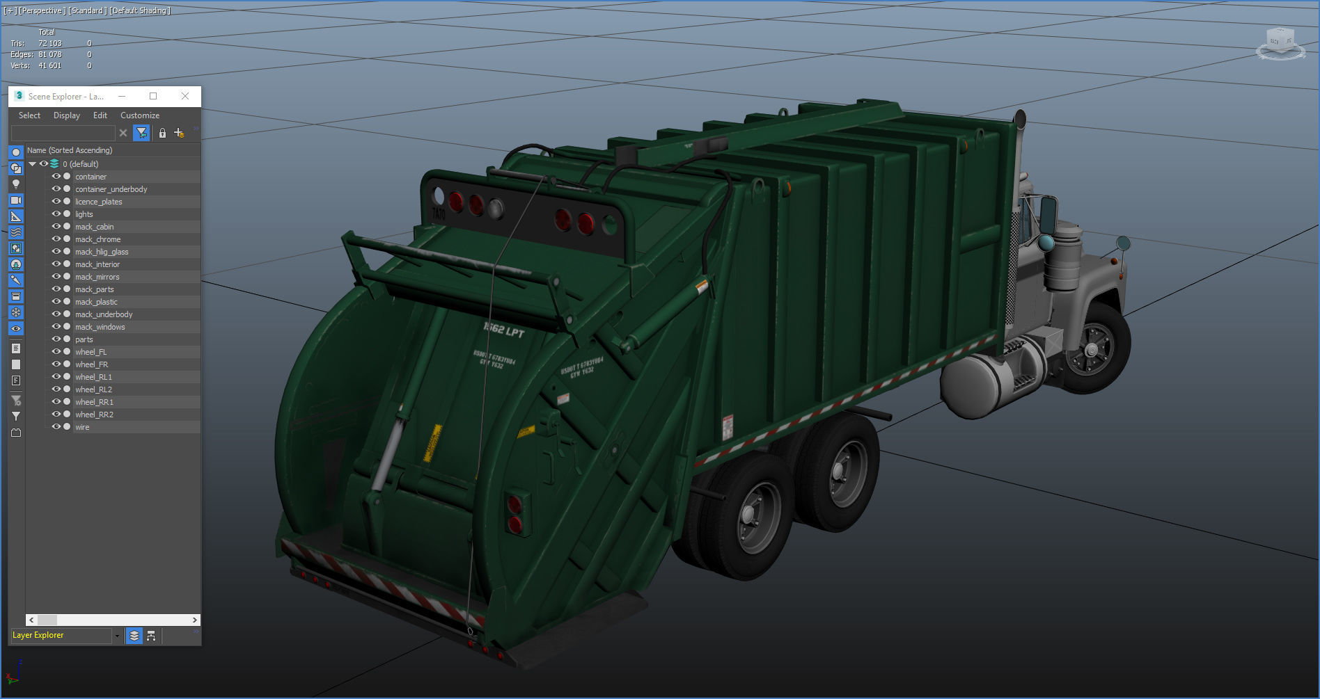 Generic garbage truck Low-poly 3D model_34