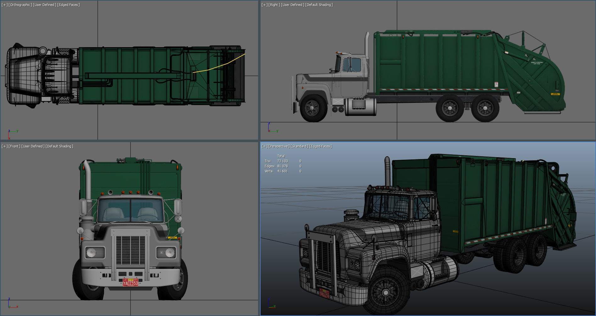 Generic garbage truck Low-poly 3D model_38