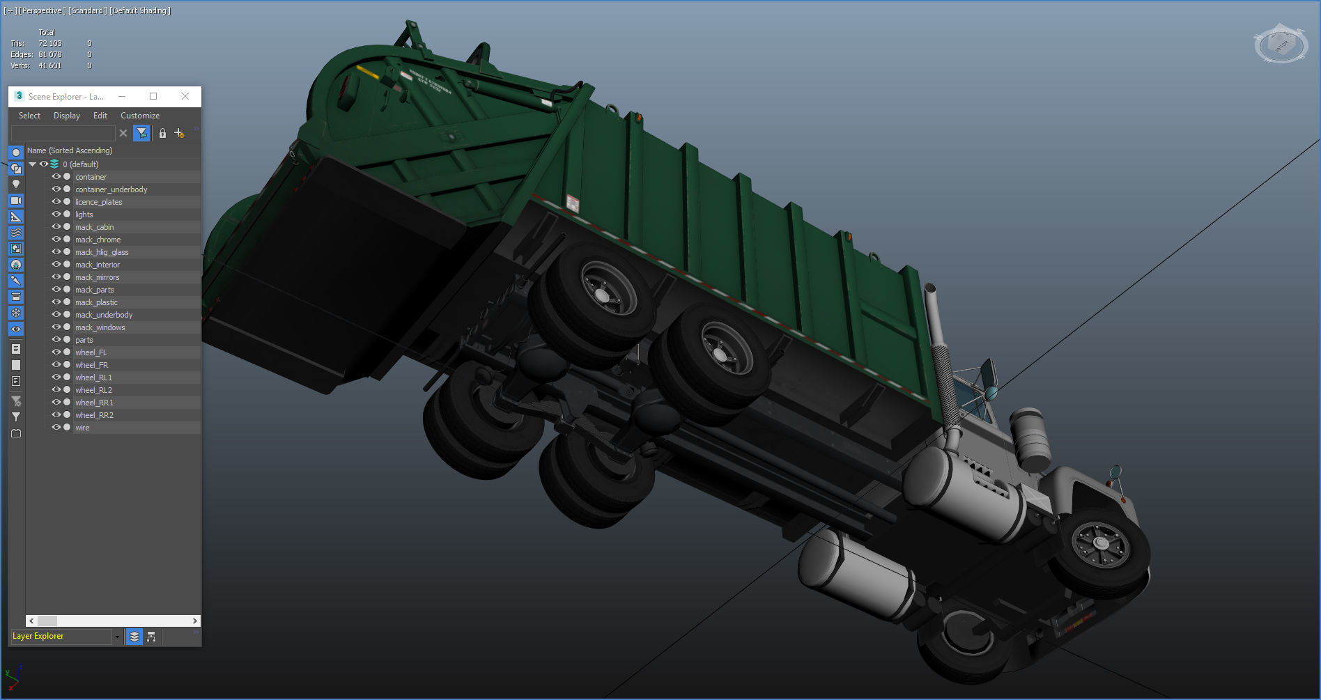 Generic garbage truck Low-poly 3D model_35