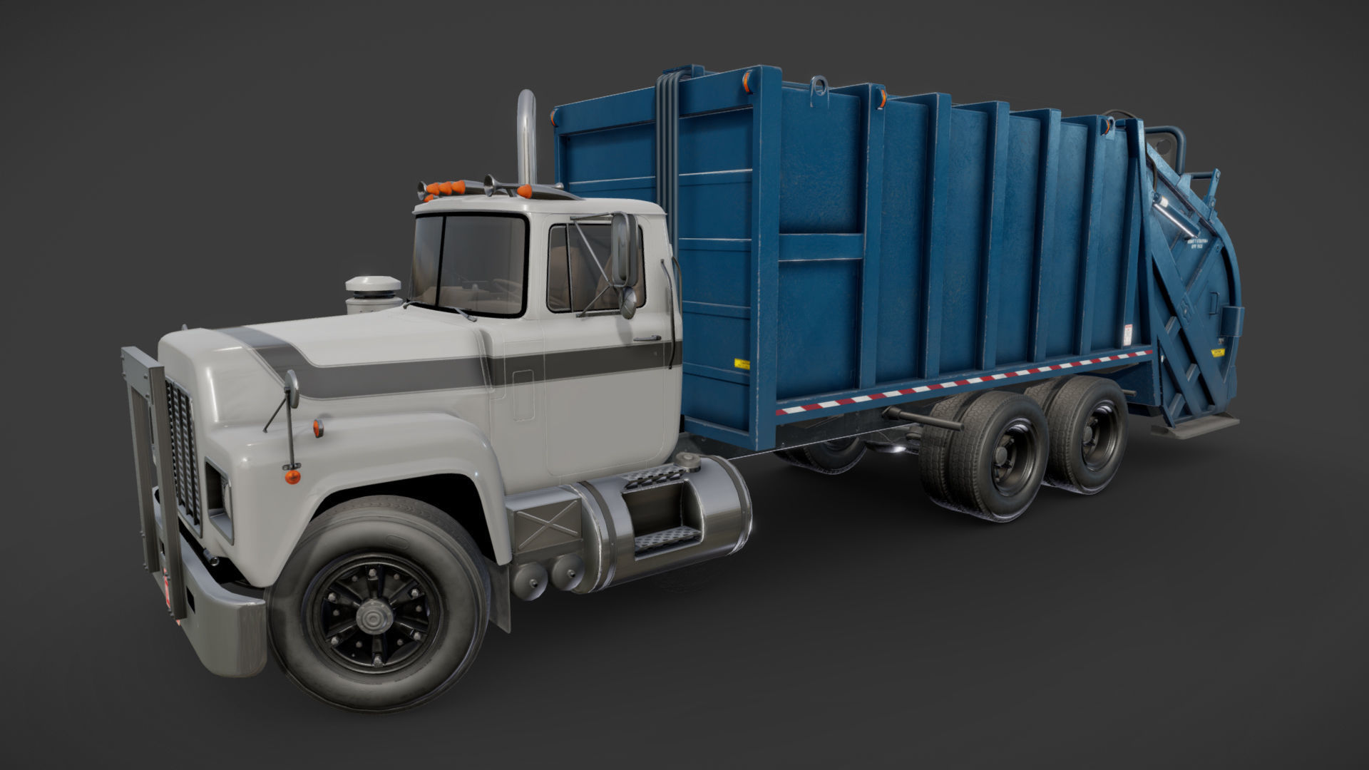 Generic garbage truck Low-poly 3D model_19