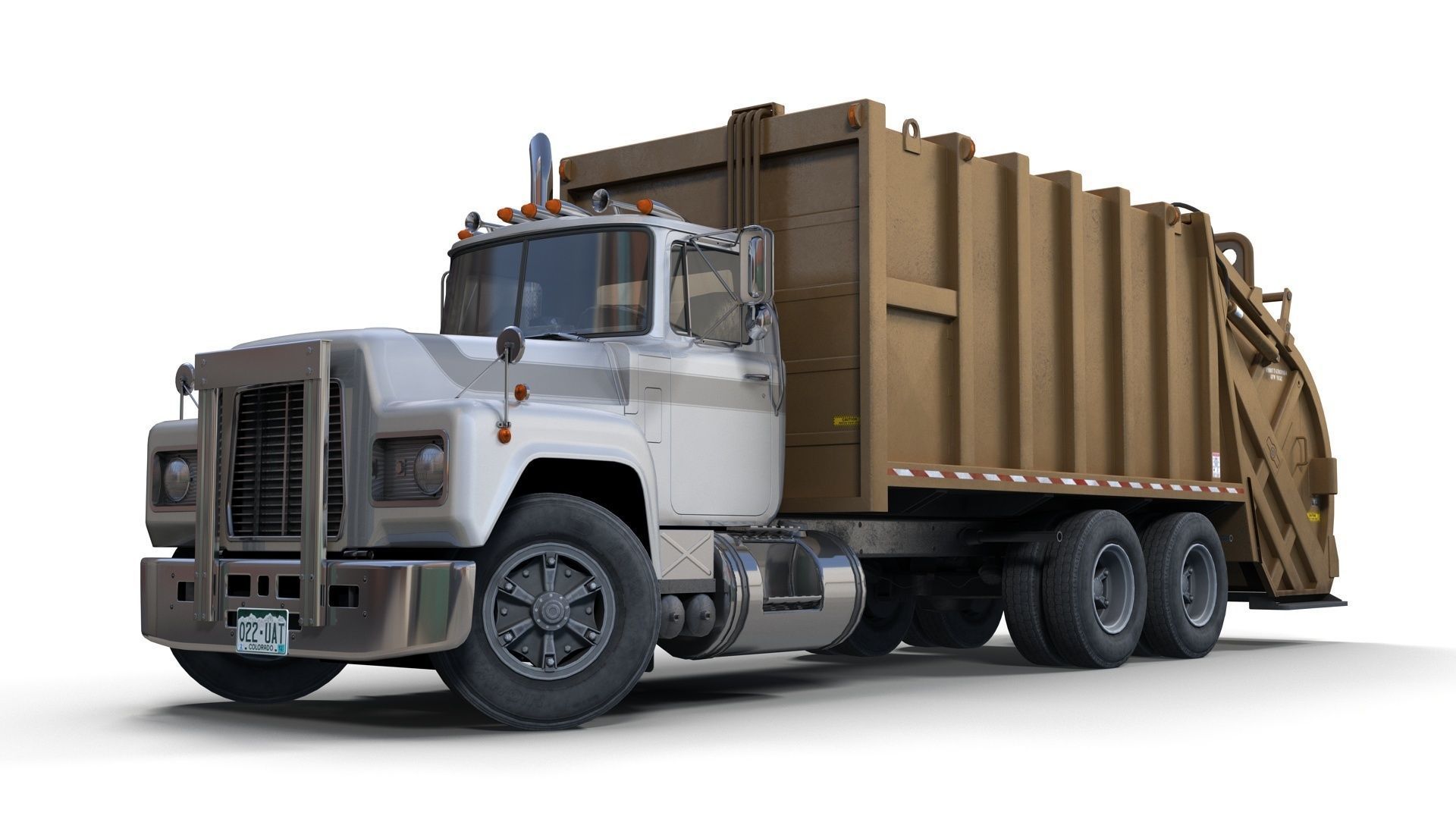 Generic garbage truck Low-poly 3D model_9