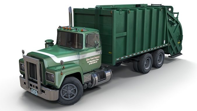 Generic garbage truck Low-poly 3D model