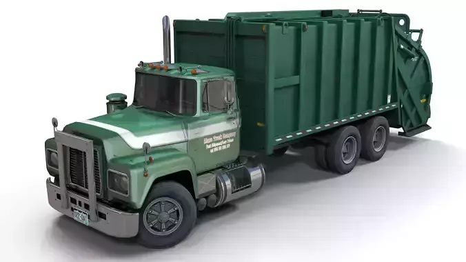 Generic garbage truck Low-poly 3D model
