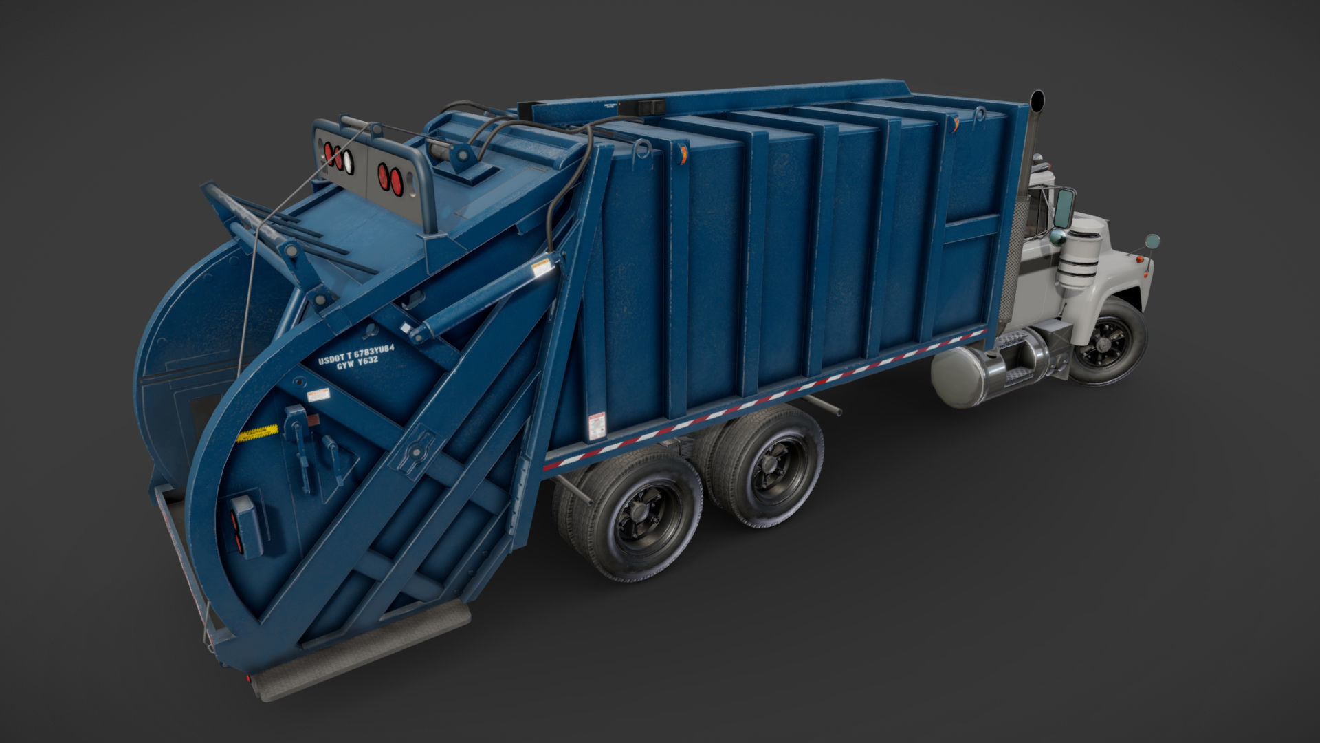 Generic garbage truck Low-poly 3D model_20